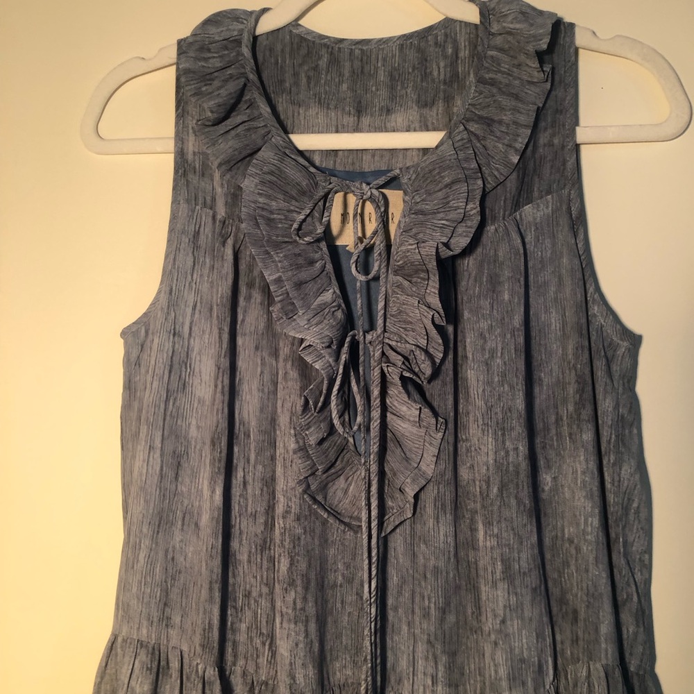 MOON RIVER Women Small Blue V-Neck Layered Sleeveless Maxi Dress